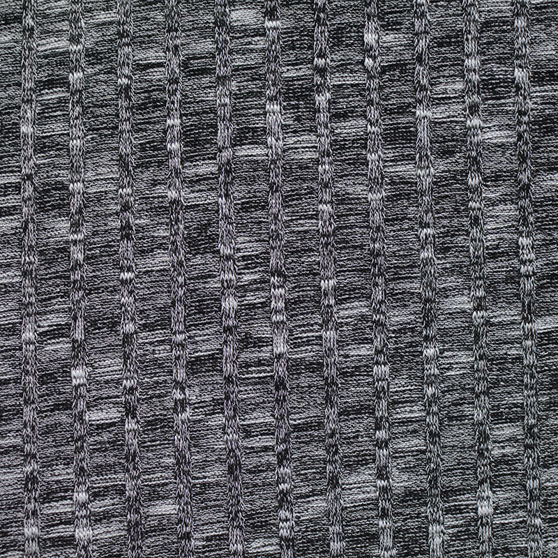 Black Heathered-Marl Rib Knit, Viscose-Poly, 260 gsm