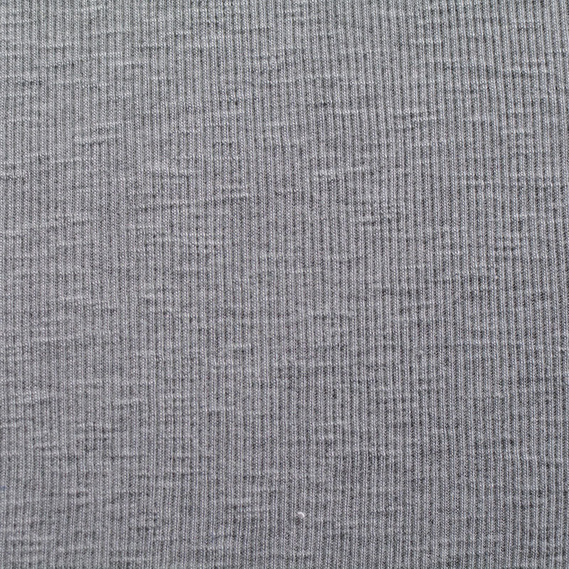 Grey Heather Rib Knit, Poly-Viscose, 159 gsm