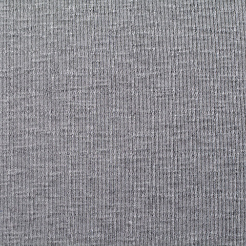 Grey Heather Rib Knit, Poly-Viscose, 159 gsm