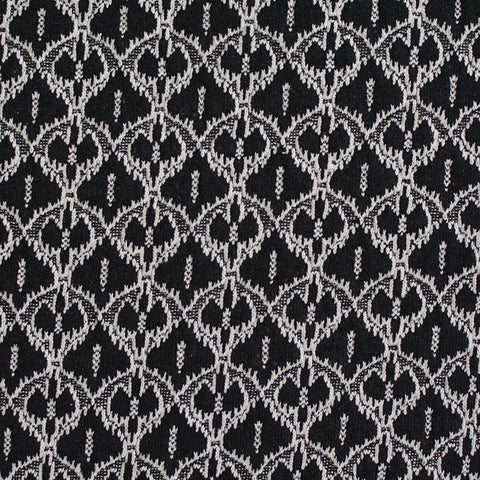 Jacquard Polyester Cotton Blend Stretch Knit Fabric, 534 gsm, 172 cm — Black