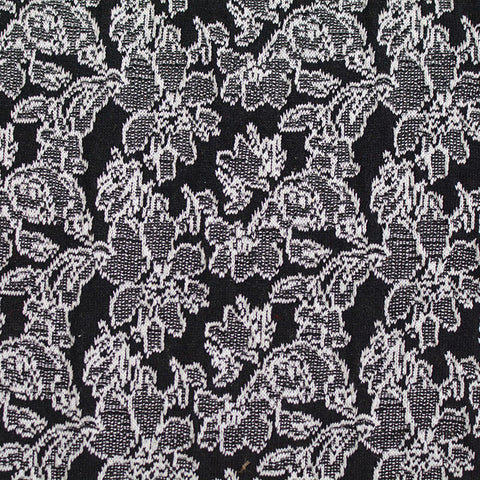 Black Floral Jacquard, Poly-Cotton, 534 gsm