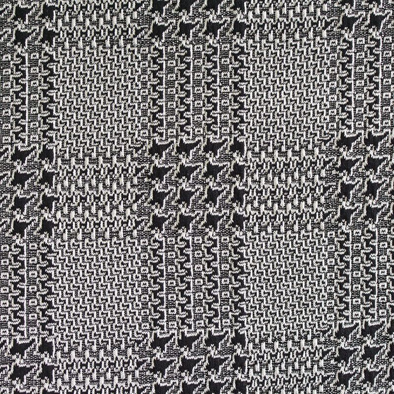 Black Houndstooth Jacquard, Poly-Cotton, 430 gsm