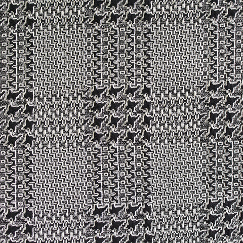 Black Houndstooth Jacquard, Poly-Cotton, 430 gsm