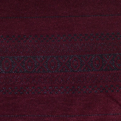 Burgundy Bands Jacquard, Poly-Viscose
