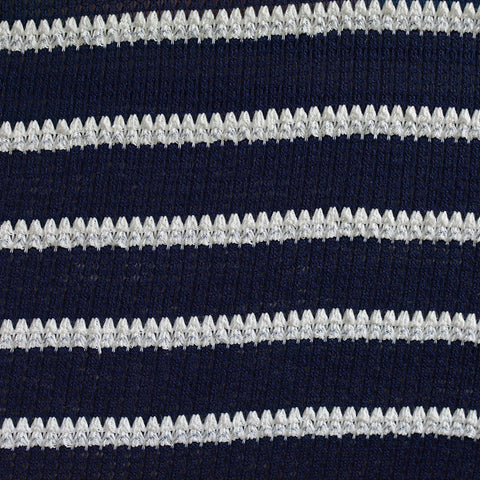 Navy Horizontal-Stripe Knit, Poly-Viscose, 175 gsm