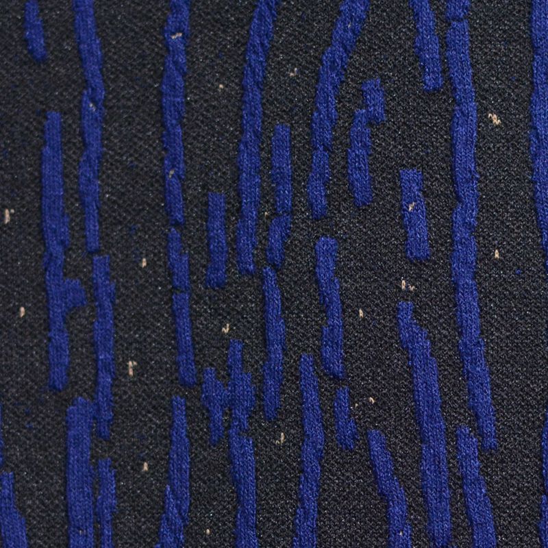 Blue Vertical-Dash Jacquard, Poly-Viscose