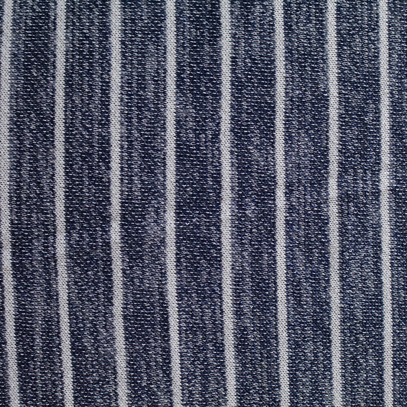 White Vertical-Stripe Chunky Knit, Polyester, 203 gsm