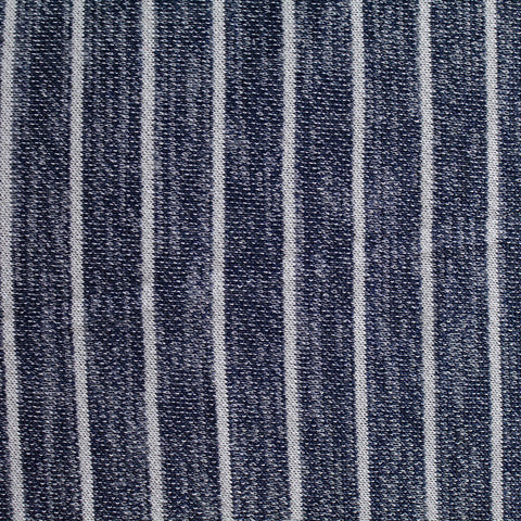 White Vertical-Stripe Chunky Knit, Polyester, 203 gsm