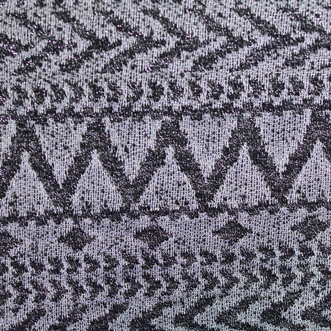 Black Geometric-Chevron Jacquard, Metallic