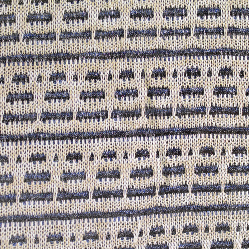 Light Beige Horizontal-Band Interlock Knit, Metallic