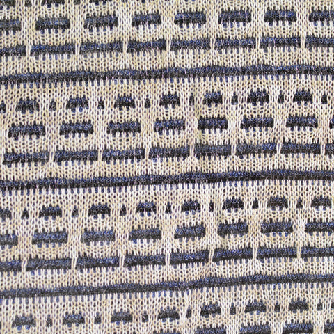 Light Beige Horizontal-Band Interlock Knit, Metallic