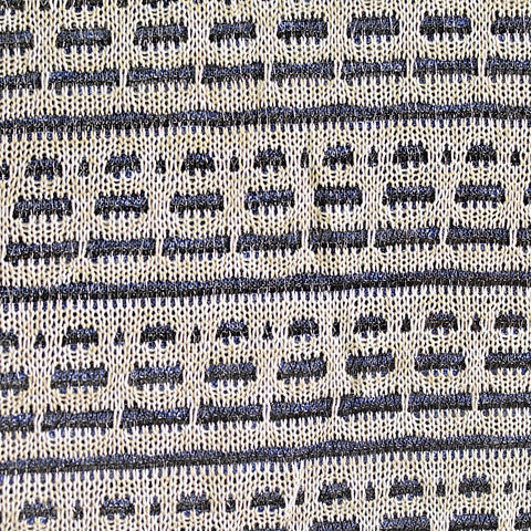 Light Beige Horizontal-Band Interlock Knit, Metallic