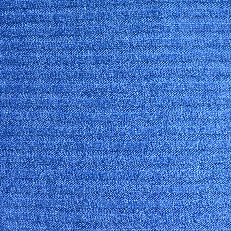 Polyester Viscose Stretch Rib Knit Fabric, 283 gsm, 123 cm — Blue