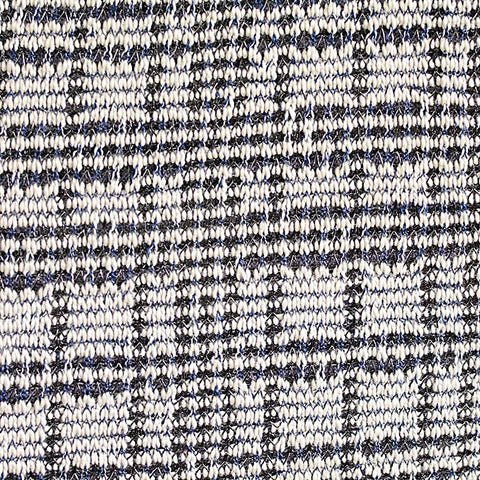 Dark Blue Geometric Interlock Knit, Metallic-Poly
