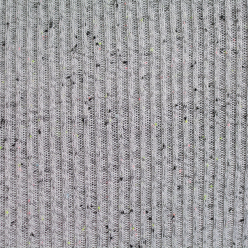 Grey Marl Rib Knit, Polyester, 270 gsm