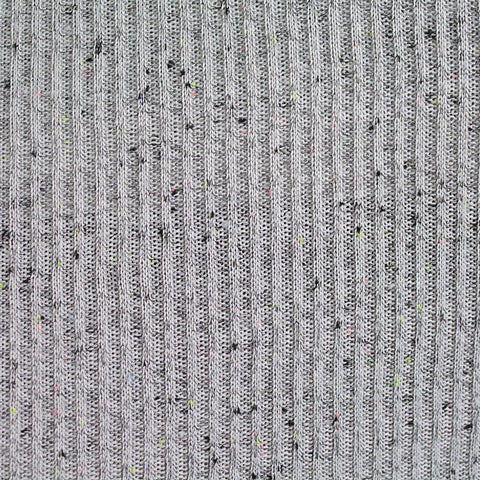 Grey Marl Rib Knit, Polyester, 270 gsm