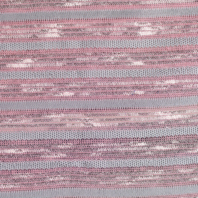 Grey Horizontal-Stripe Chunky Knit, Metallic-Poly
