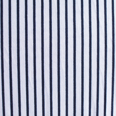 Navy Vertical-Stripe Jersey Knit, Poly-Viscose