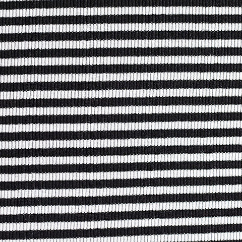 Black Horizontal-Stripe Rib Knit, Cotton, 170 gsm, 127 cm
