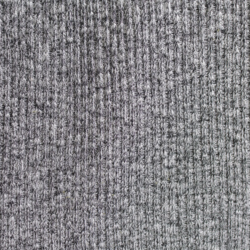 Black Heathered-Marl Rib Knit, Poly-Viscose, 610 gsm