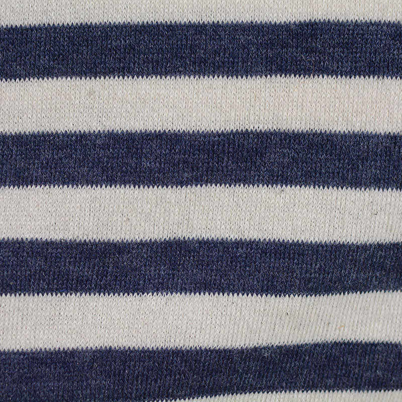 Navy Horizontal-Stripe Knit, Viscose, 232 gsm, 164 cm