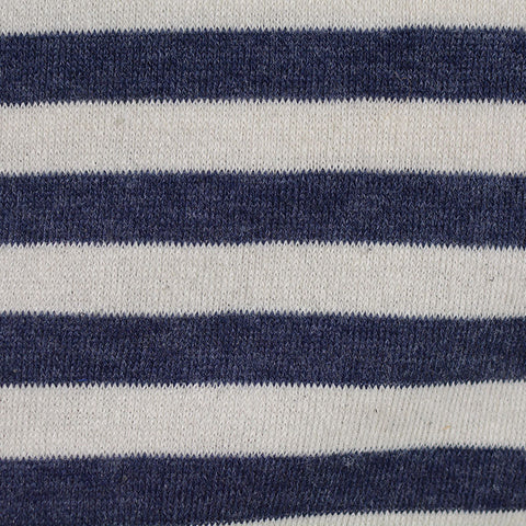 Navy Horizontal-Stripe Knit, Viscose, 232 gsm, 164 cm