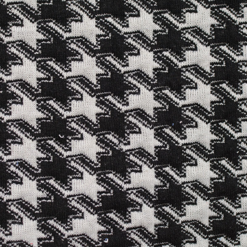 Black Houndstooth Chunky Knit, Polyester, 435 gsm