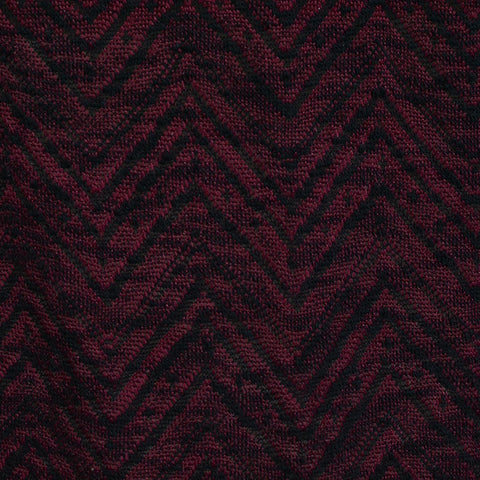 Dark Red Zigzag Jacquard, Poly-Viscose