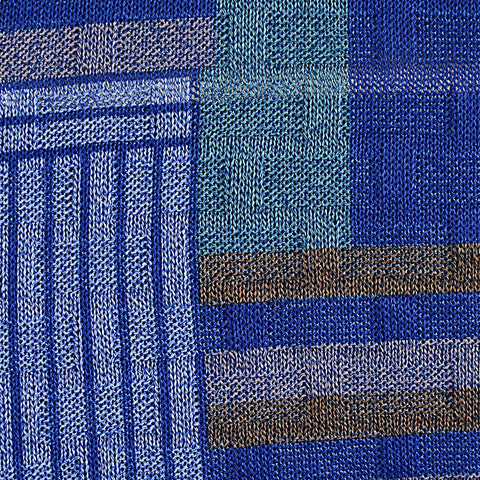 Blue Plaid Chunky Knit, Polyester, 286 gsm