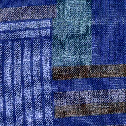 Blue Plaid Chunky Knit, Polyester, 286 gsm