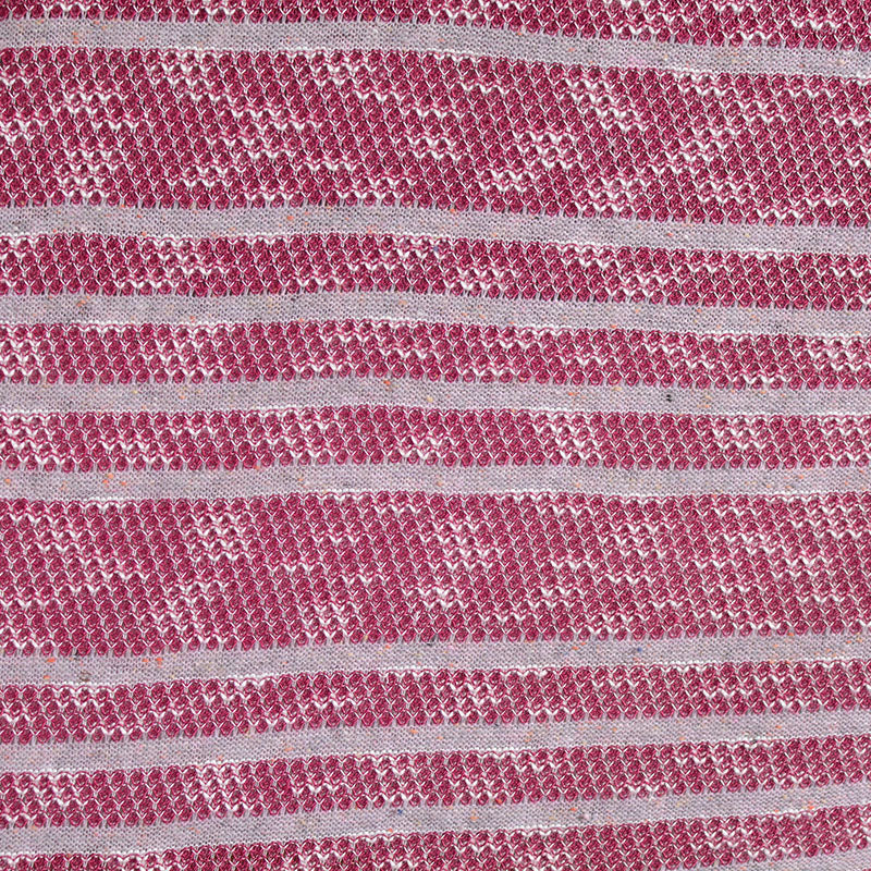 Grey Horizontal-Stripe Chunky Knit, Poly-Viscose, 155 gsm
