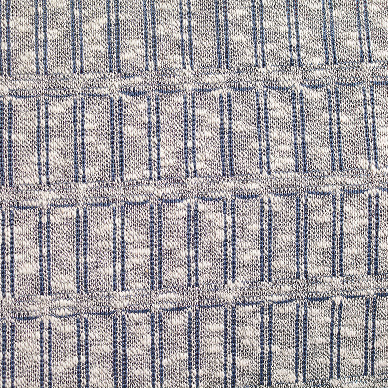 Blue Vertical-Line Interlock Knit, Cotton-Poly