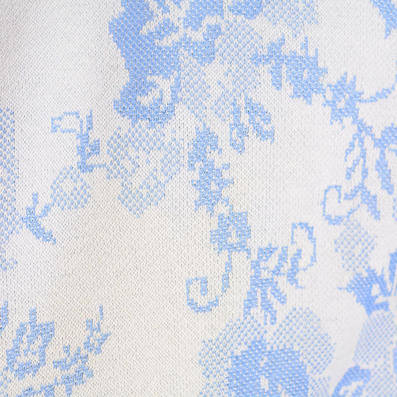 Light Blue Floral Interlock Knit, Polyester