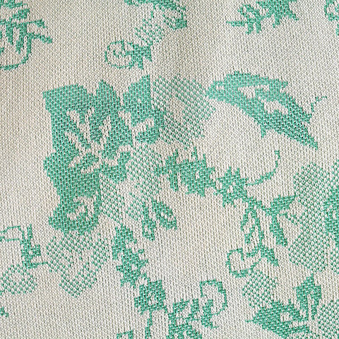 Light Green Floral Interlock Knit, Polyester