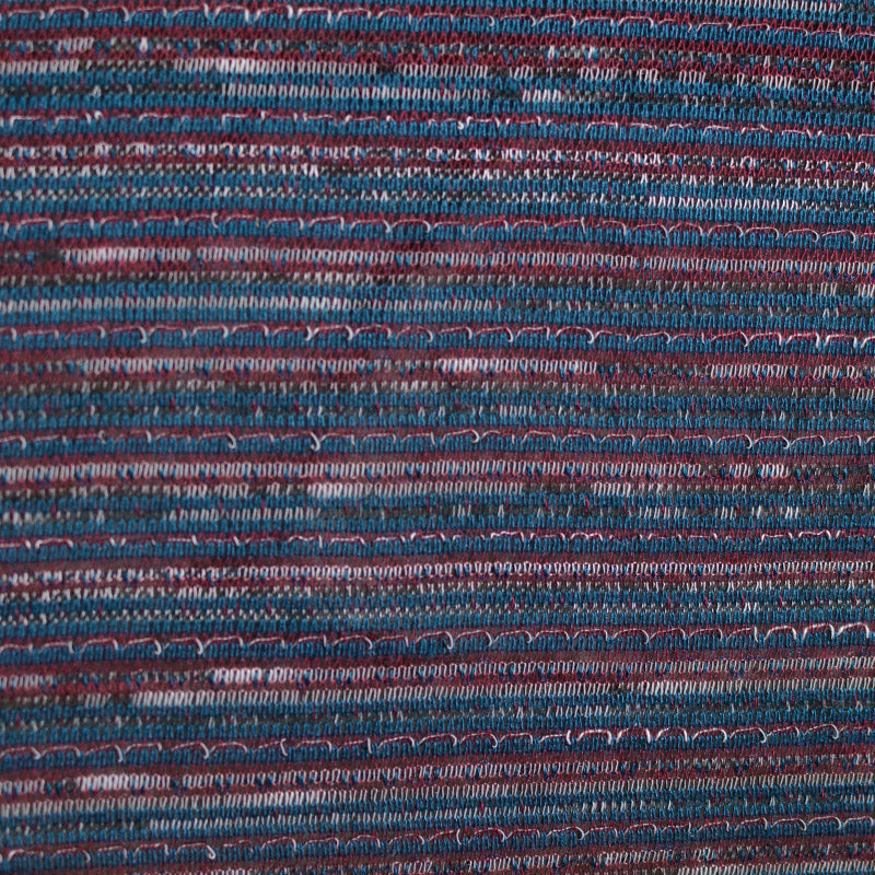 Blue Horizontal-Stripe Chunky Knit, Poly-Cotton, 90 gsm