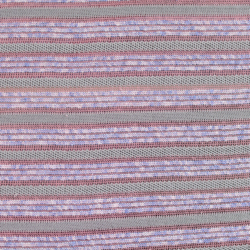 Marled Grey Horizontal-Stripe Chunky Knit, Polyester, 138 gsm