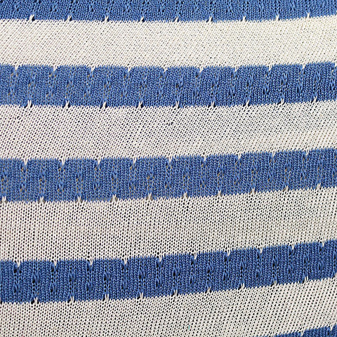 Blue Horizontal-Stripe Jersey Knit, Cotton, 218 gsm