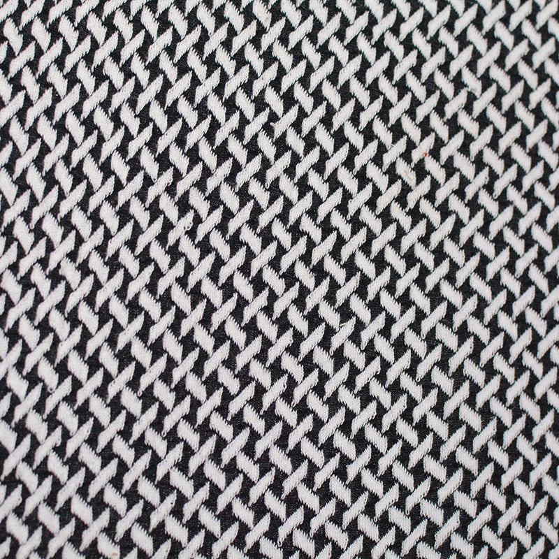 Black Geometric Interlock Knit, Poly-Cotton, 222 gsm