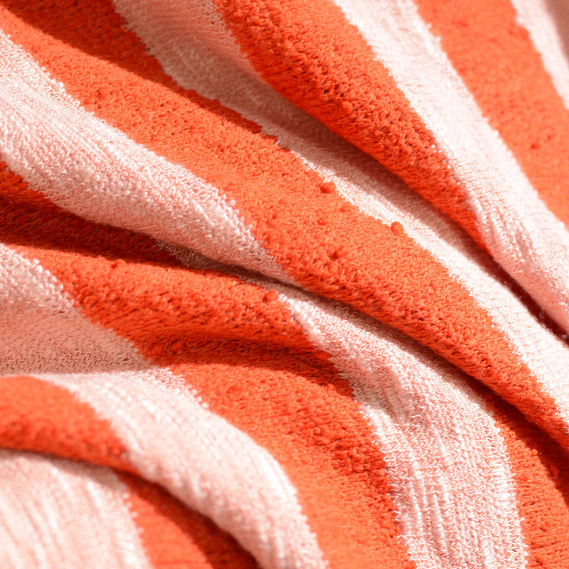 Orange Stripe Chunky Knit, Viscose-Poly