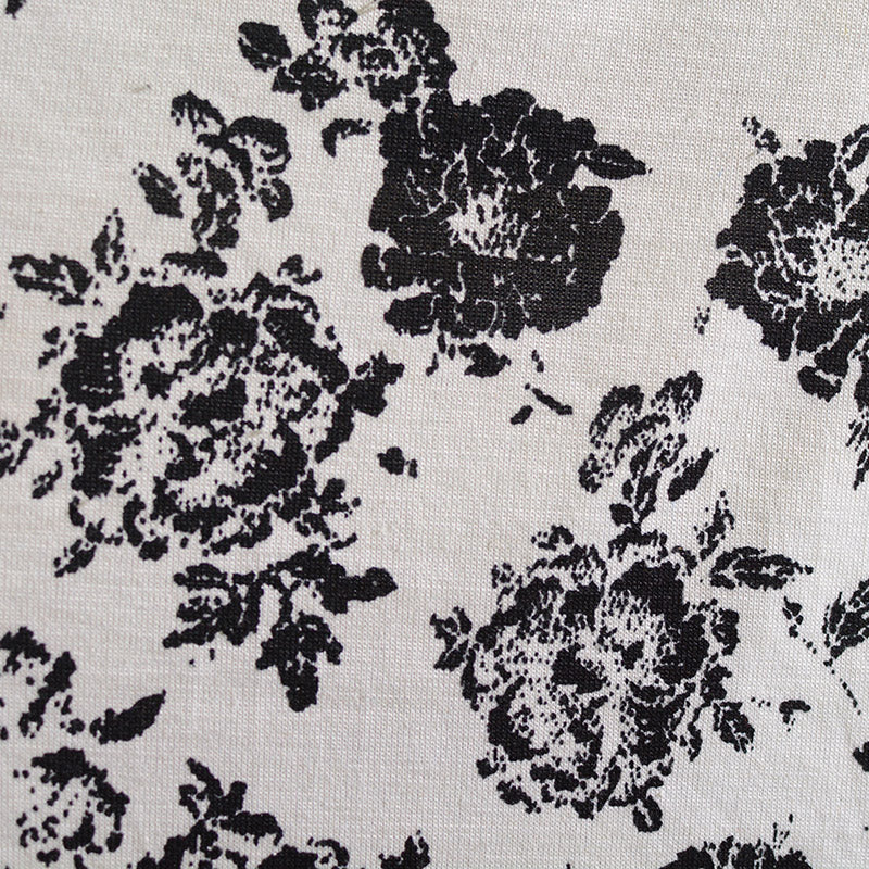 Black Floral Knit, Polyester, 206 gsm