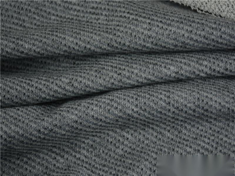 Heather Polyester Cotton French Terry Fabric, 350 gsm, 160 cm — Grey