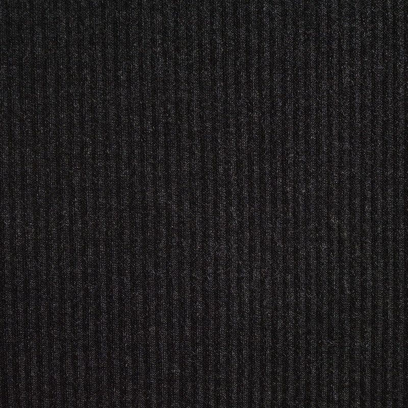 Heather Polyester Viscose Stretch Rib Knit Fabric, 200 gsm, 160 cm — Black