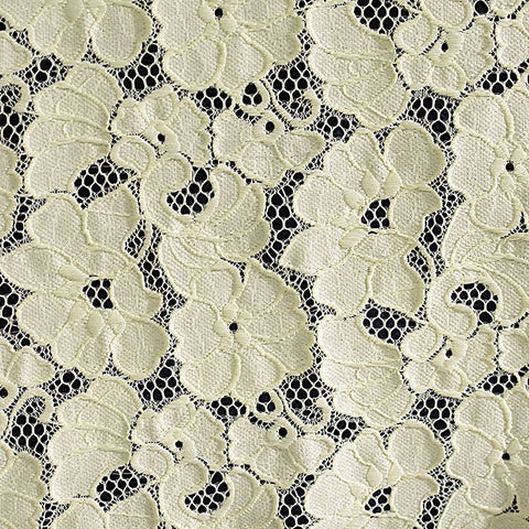 Cream Floral Lace, Nylon-Cotton, 153 gsm