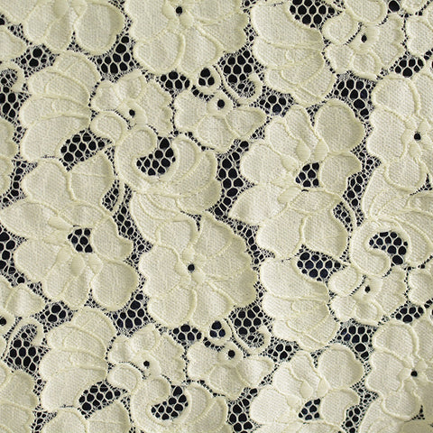 Cream Floral Lace, Nylon-Cotton, 153 gsm