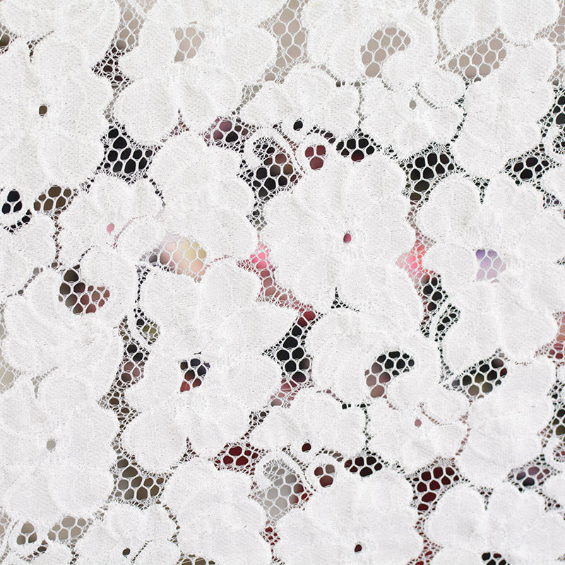 White Floral Lace, Nylon-Cotton, 154 gsm