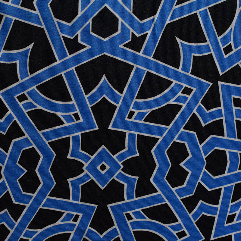 Blue Geometric Linen-Look, Polyester