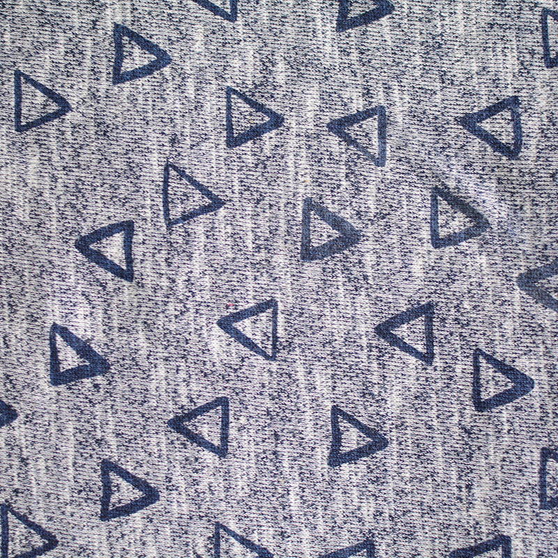 Dark Blue Triangles French Terry, Cotton