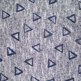Dark Blue Triangles French Terry, Cotton