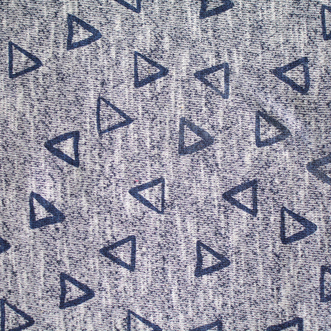 Dark Blue Triangles French Terry, Cotton