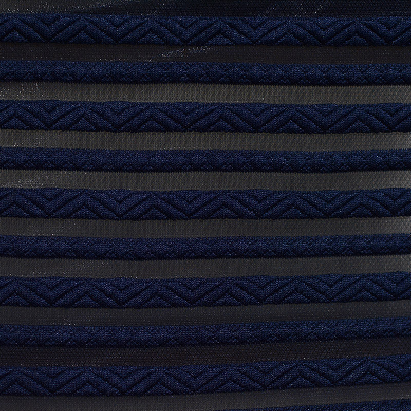 Jacquard Polyester Stretch Knit Fabric, 250 gsm, 160 cm — Navy